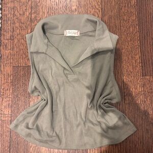 Altar'd State Olive Sleeveless Collared Top